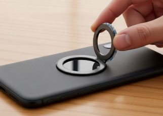Magnetic ring being attached to the back of an Android smartphone for MagSafe compatibility