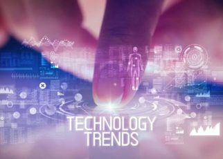 Futuristic illustration showing AI, automation, and emerging tech shaping future trends