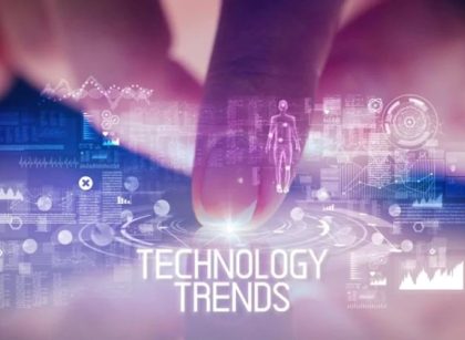 Futuristic illustration showing AI, automation, and emerging tech shaping future trends