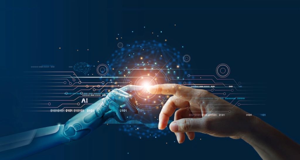 Researcher studying technology reports and graphs to predict upcoming digital innovations