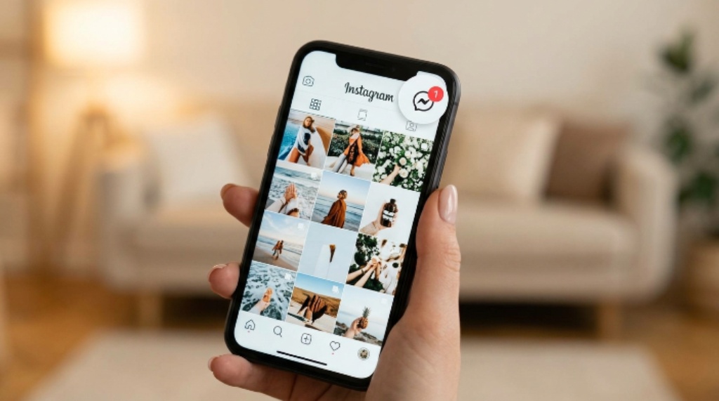 Step-by-step guide demonstrating how to reply to Instagram DMs on a smartphone