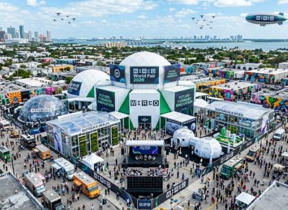 Aerial view of The Sacred Space venue in Wynwood Miami during the WIRED World Fair 2026